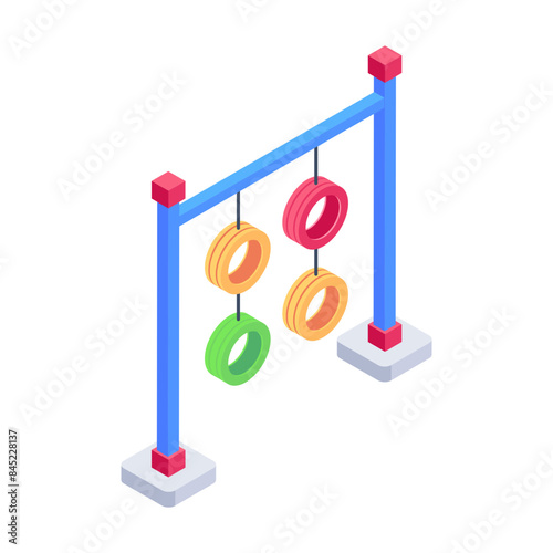 Latest isometric icon of a tyre swing 

