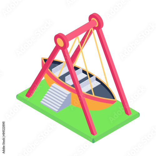 A well-designed isometric icon of a boat swing 

