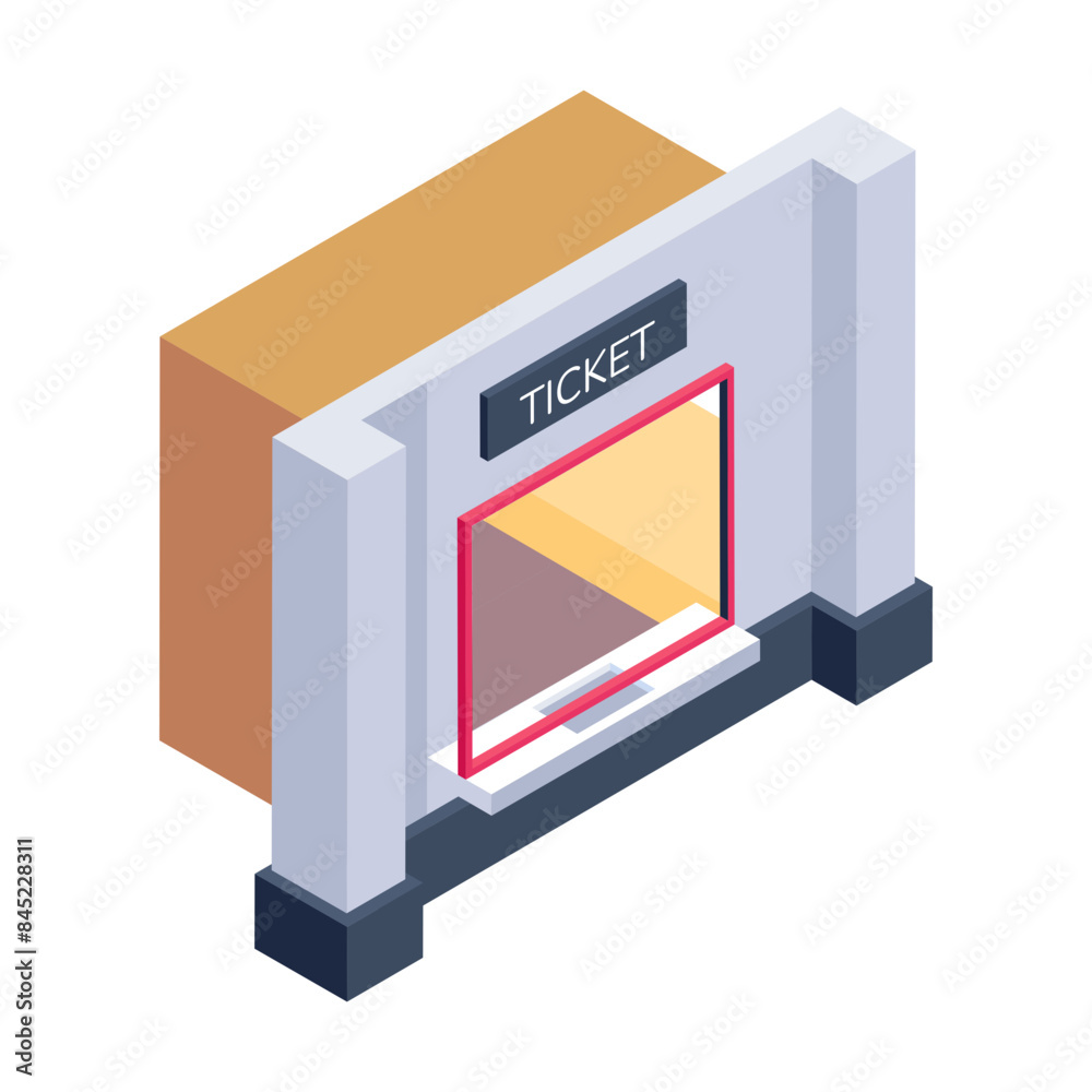 A well-designed isometric icon of ticket office
A well-designed isometric icon of ticket office