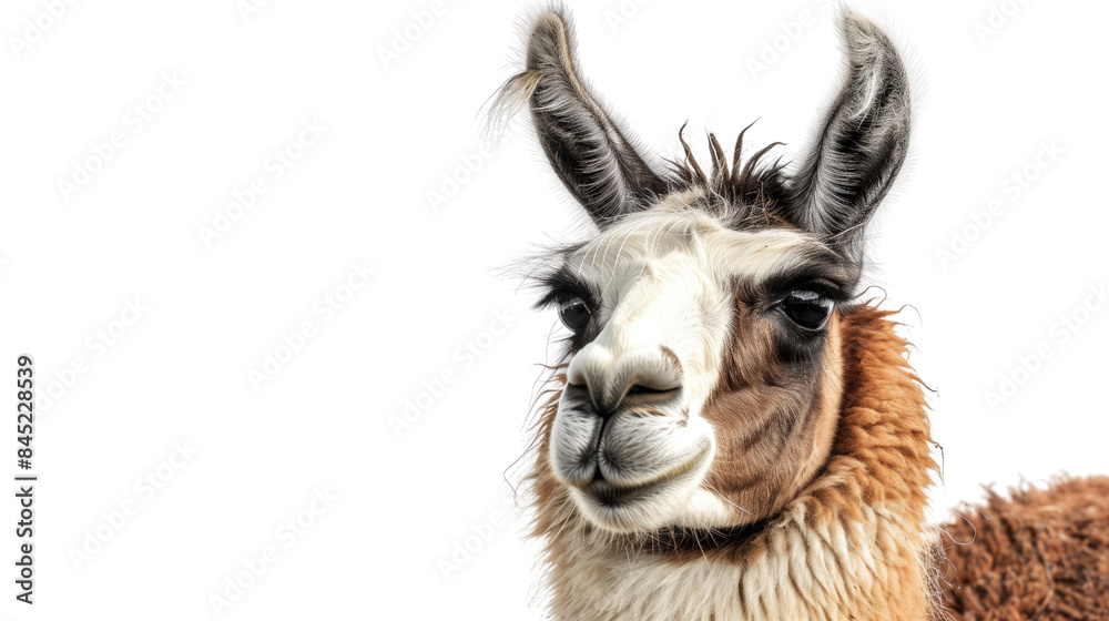 Fototapeta premium Llama with sunglasses on white isolated transparent background