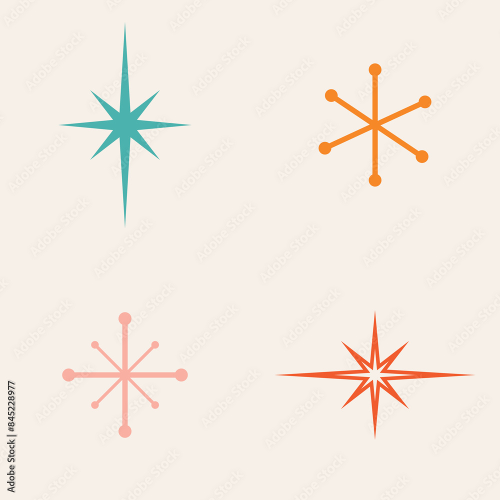 Mid Century Modern 50s Starburst Stars Mid Century Modern 50s Starburst Stars