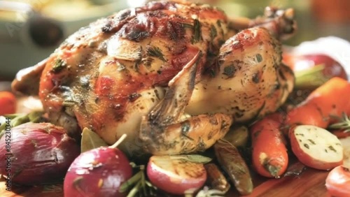 Wallpaper Mural Evergreen Feast: Herb-Roasted Chicken and Vegetables 4K Video Torontodigital.ca