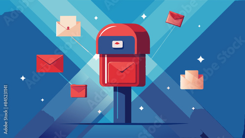 Vibrant Retro Mailbox with Floating Envelopes Illustration