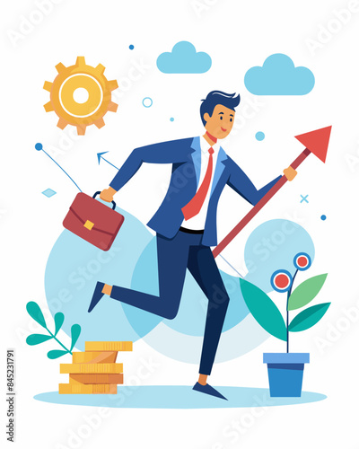 As they away at unnecessary costs the businessperson feels a sense of pride in their ability to keep the company running smoothly while reducing financial strain.. Vector illustration
