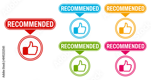 set banner recommended icon sign.Like, favorites, best quality product symbol labels design vector illustration