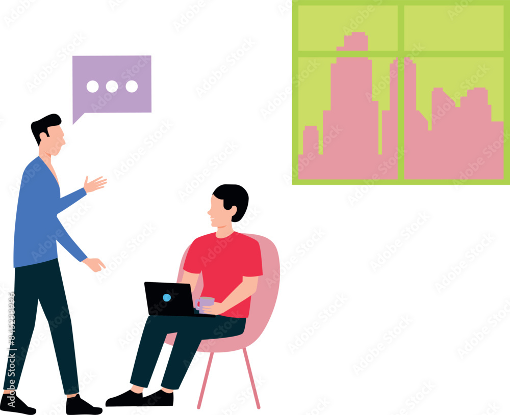 Boys are talking about business analysis. Boys are talking about business analysis.