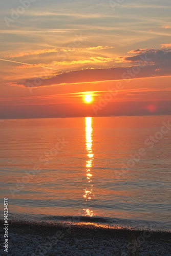 Serene sunset over ocean, f...