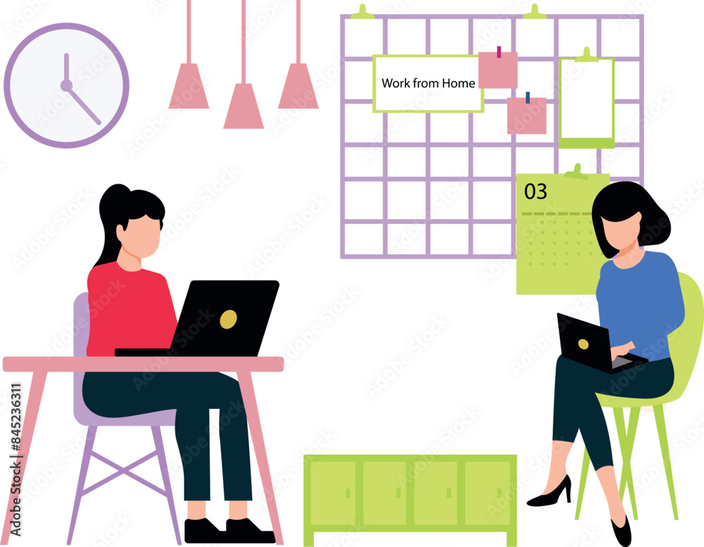 The girls are working on their laptops. The girls are working on their laptops.