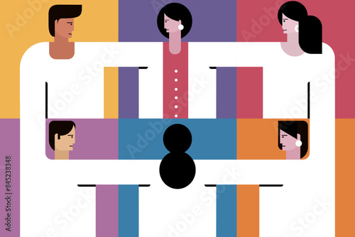 A collaborative connection of a team of people