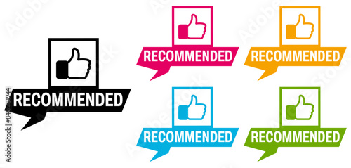 set recommended sign symbol. recommendation icon labels sticker design vector illustration