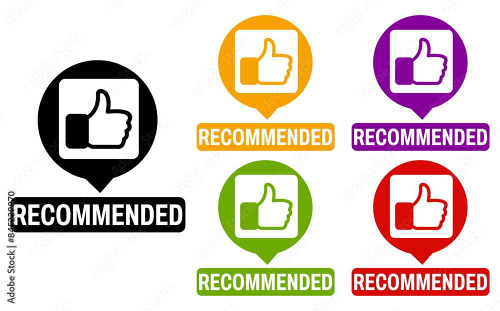 set recommended sign symbol. recommendation icon labels sticker design vector illustration set recommended sign symbol. recommendation icon labels sticker design vector illustration