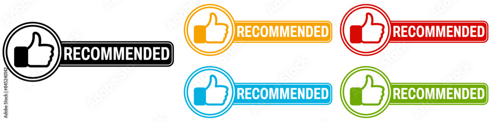 set Hand thumb Recommended icon sign banner labels design vector illustration set Hand thumb Recommended icon sign banner labels design vector illustration