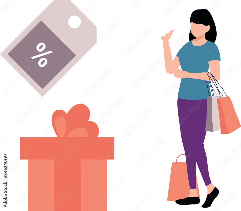 The girl has shopping bags. The girl has shopping bags.