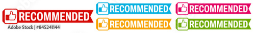 set collection colorful trendy recommended sign icon. Recommend thumb labels template design vector illustration