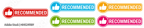 set collection colorful trendy recommended sign icon. Recommend thumb labels template design vector illustration
