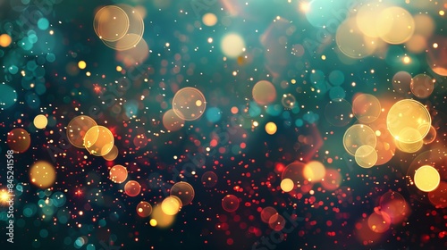 Abstract glares bokeh effect with glittering christmas lights on black background for festive holiday vector illustrations and elegant seasonal designs