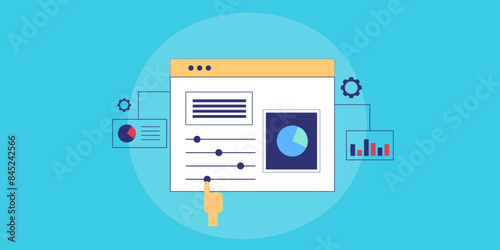 Data analytics setting admin panel dashboard concept.