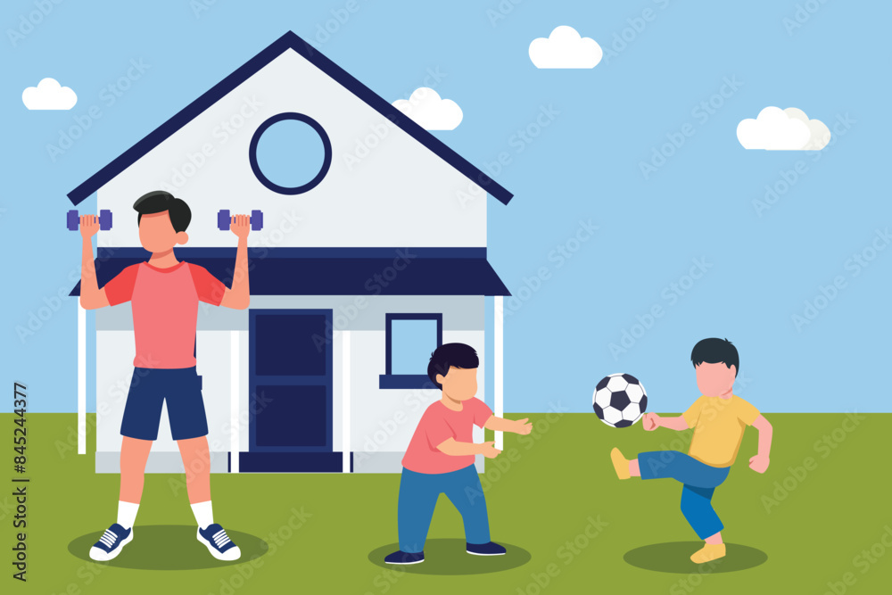 Fototapeta premium Gathering Family Concept. Colored flat vector illustration isolated.