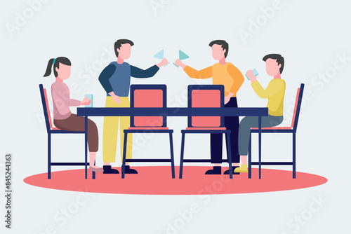 Gathering Family Concept. Colored flat vector illustration isolated.