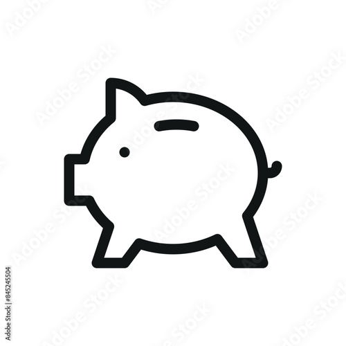 Piggy bank isolated icon, pig money box vector symbol with editable stroke