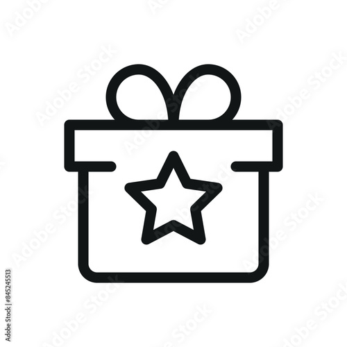 Loyalty program isolated icon, gift box with star vector symbol with editable stroke