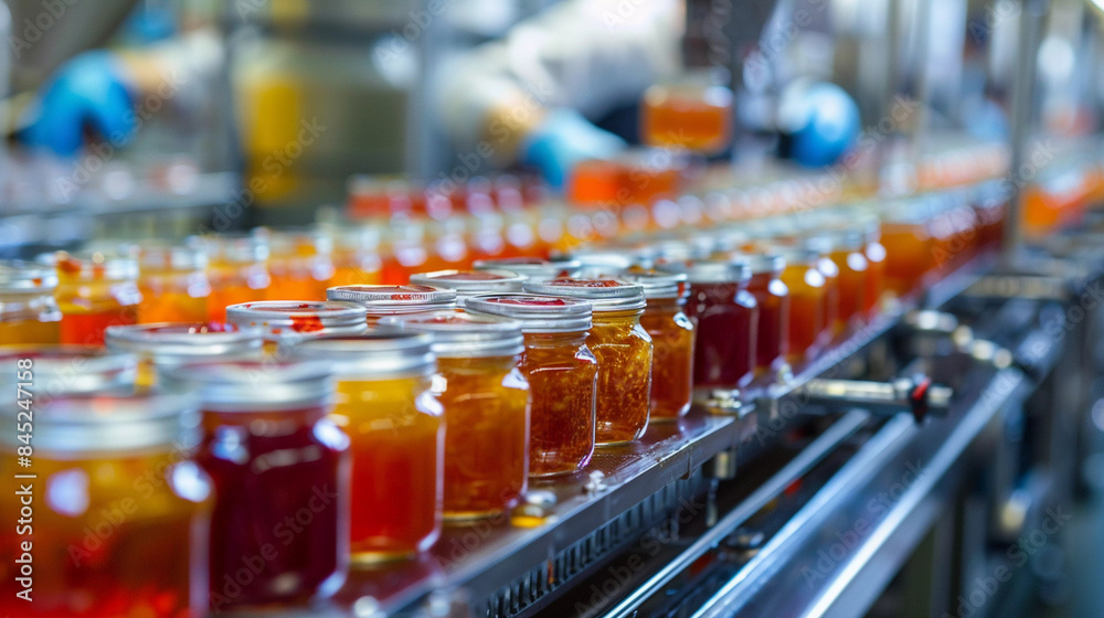 Fruit jam container in factory for after filling Fruit jam container in factory for after filling