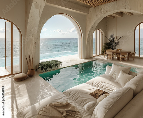 Luxury oceanfront villa with indoor pool  views  relaxation  perfect for vacation