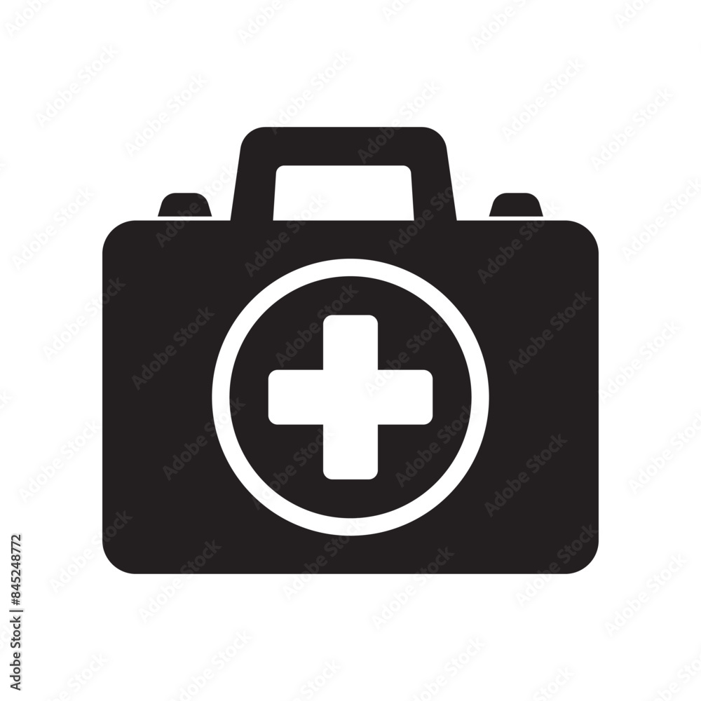 First aid box icon, medical briefcase icon isolated. First aid box icon, medical briefcase icon isolated.