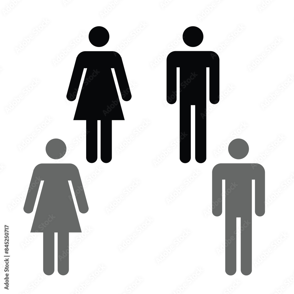 flat icon of man and woman in red and black color flat icon of man and woman in red and black color