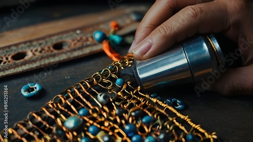 close up of a hand holding an guitar