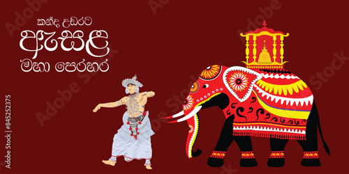 Kandy Esala Perahera. Sri Lanka. kanday Dalada Kingdom. Sri Lanka traditional perahara. Vector Art.