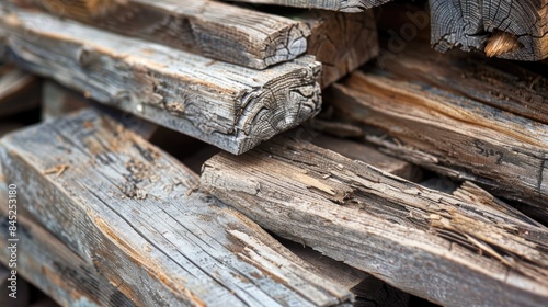 Pile of aged wood Close up photo