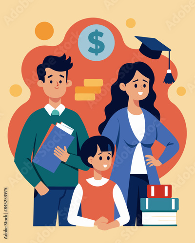 The financial strain of expensive education caused immense stress and tension in families as parents and students struggled to find a solution for the mounting expenses.. Vector illustration