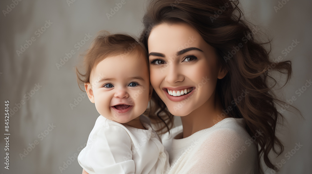 Happy mom with baby. woman holding a newborn baby Happy mom with baby. woman holding a newborn baby