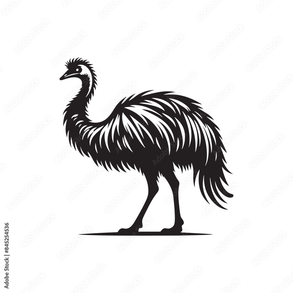 Emu Bird Silhouette: Vector Art Showcasing the Distinctive Profile of Australia's Iconic Bird- Emu Bird Vector- Emu Bird Illustration. Emu Bird Silhouette: Vector Art Showcasing the Distinctive Profile of Australia's Iconic Bird- Emu Bird Vector- Emu Bird Illustration.