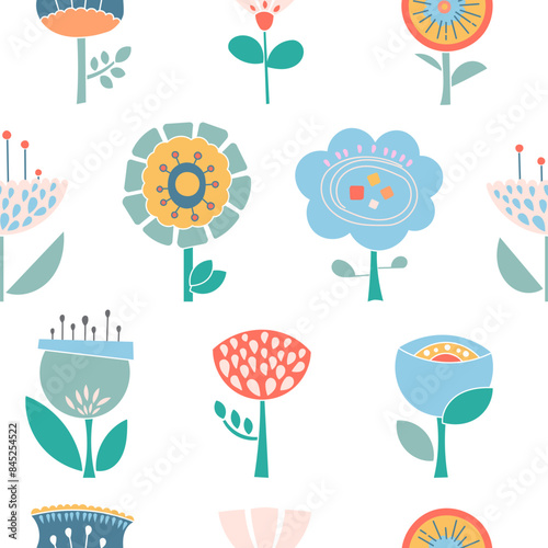 Wallpaper Mural Decorative flowers. Seamless pattern. Nature floral plant. Vector drawing. Design ornaments. Torontodigital.ca