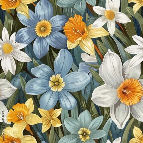 spring flowers on beige background. ai generated © Andrei