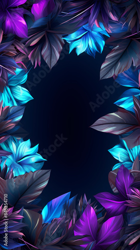 Neon tropical leaves decoration