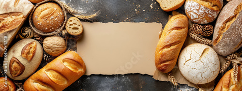cover top view bread bakery shop or supermarket banner blank copy space area background