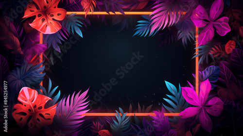 Neon tropical leaves decoration
