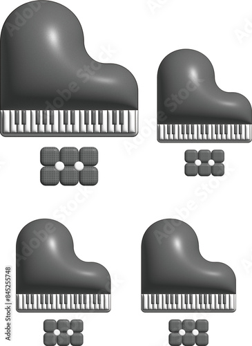 black and white icons piano
