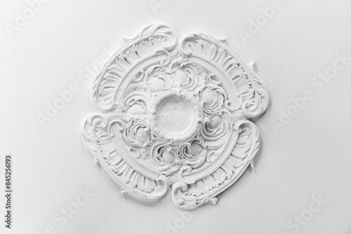 Fototapet White stucco ceiling plafond decoration, classical architecture element