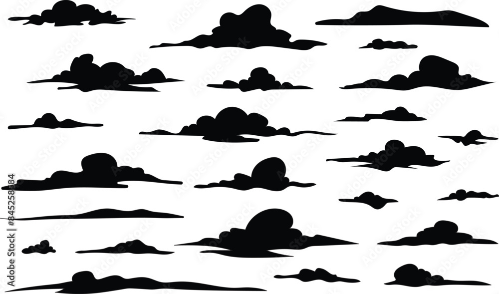 silhouettes of clouds vector sets for architecture render background