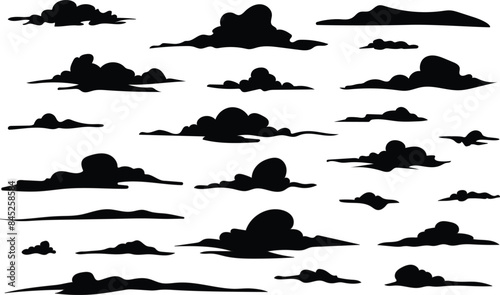 silhouettes of clouds vector sets for architecture render background
