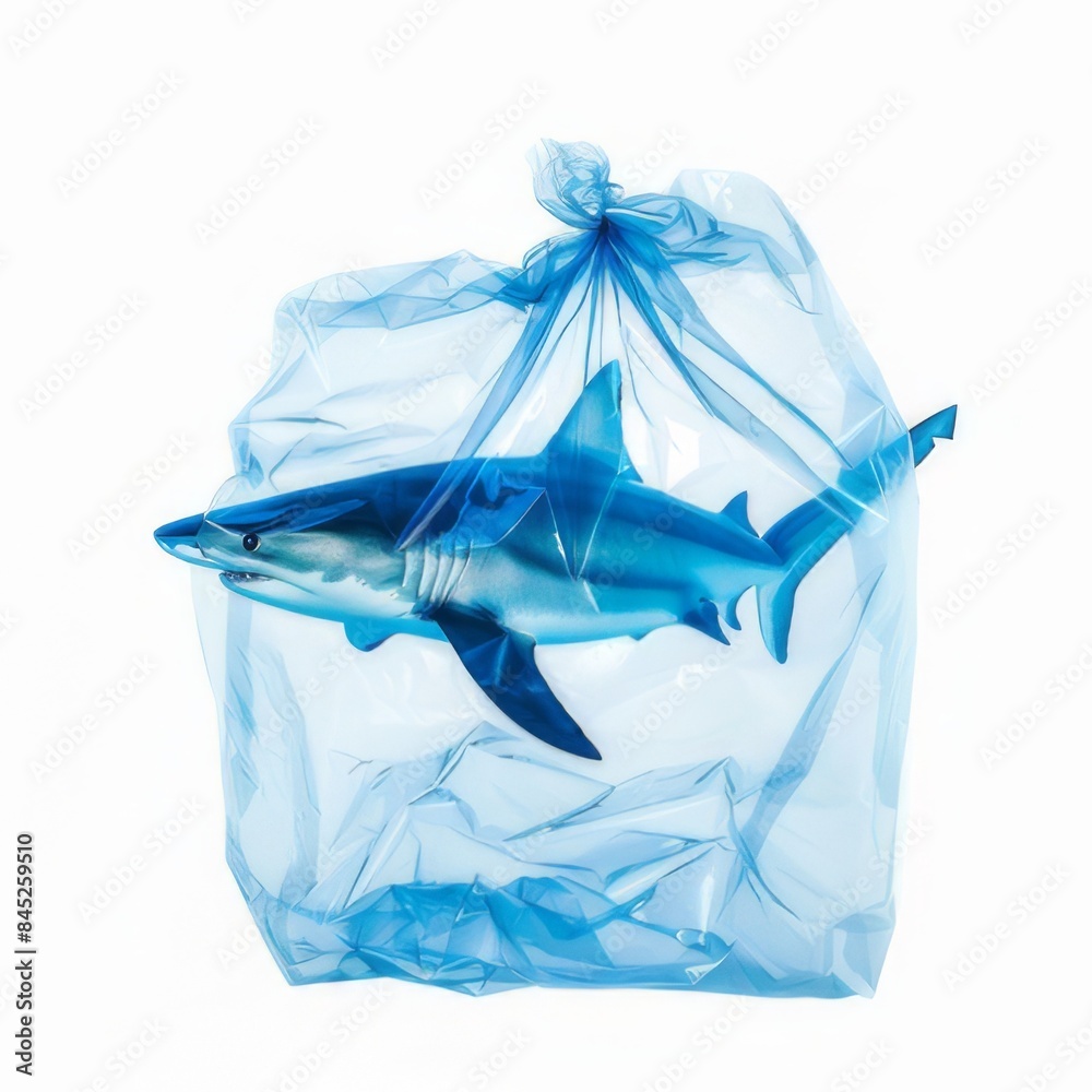 Obraz premium isolated, plastic, bag, blue, white, garbage, trash