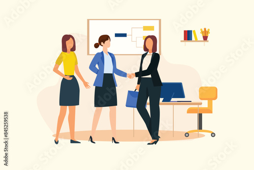 Gathering employees Concept. Colored flat vector illustration isolated.