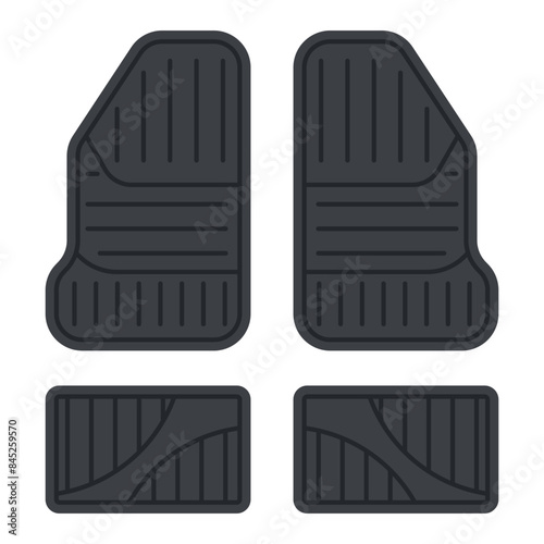 Automobile floor mats vector cartoon illustration isolated on a white background.