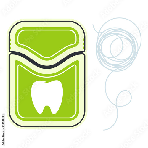Oral floss vector cartoon illustration isolated on a white background.