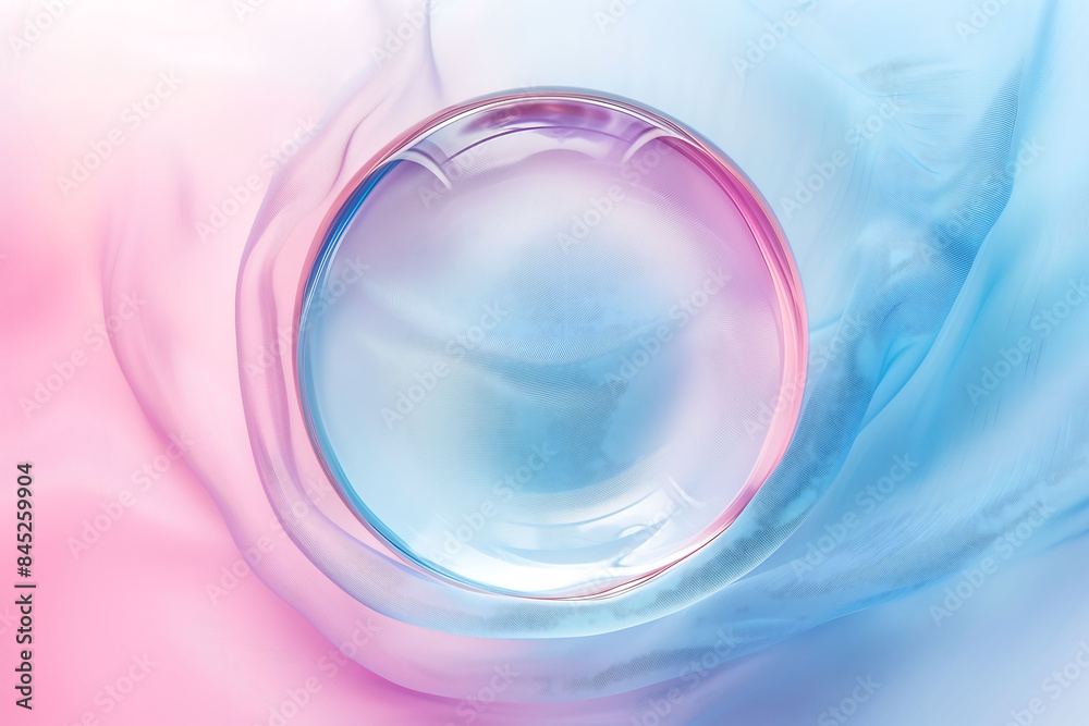 Circle shape in glass effect on pastel color background for product presentation. Circle shape in glass effect on pastel color background for product presentation.