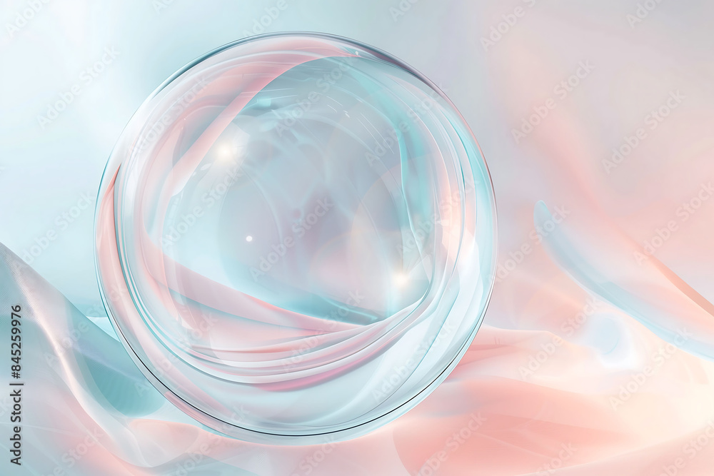 Circle shape in glass effect on pastel color background for product presentation. Circle shape in glass effect on pastel color background for product presentation.